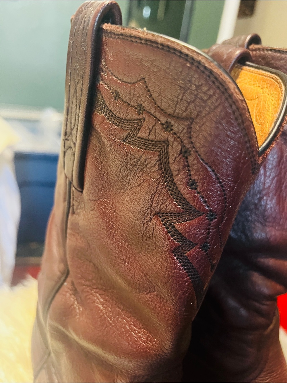 Lucchese  Women’s size 9.5 and Men’s size 8 leather Western Boots - Burgundy - Picture 10 of 14